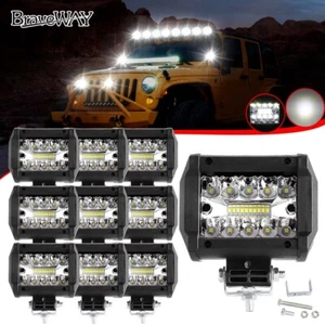 10X 4inch LED Work Light Bar Spot Flood Pods Fog Driving Lamp Offroad 4WD Trucks - Foto 1 di 10