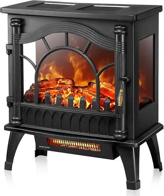 Electric Fireplace Stove,1500W Infrared Fireplace Heater with 3D Realistic Flame - Image 1 of 4