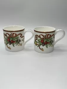 Tiffany & Co Tiffany Holiday Ribbon Garland Kaffee Tee Tassen 2er Set Gold Vergoldet - Bild 1 von 8