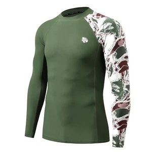 Men's Rash Guard Long Sleeves UPF 50+ UV Sun Protection Quick Drying Splice C... - Picture 1 of 8