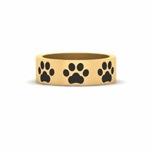 Solid 925 Sterling Silver Dow Paw Print Ring Band Gift For Animal Lovers Jewelry