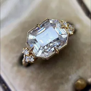 Charm Women 18k Yellow Gold Plated Rings Gift Cubic Zircon Jewelry Sz 6-10 - Picture 1 of 4