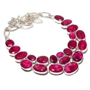 Ruby(Simulated) Gemstone Handmade 925 Sterling Silver Jewelry Necklace 18" - Picture 1 of 1