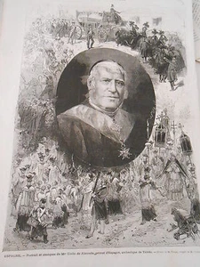 Gravure 1872 Espagne Portrait de Mgr Civilo de Alameda - Imagen 1 de 1