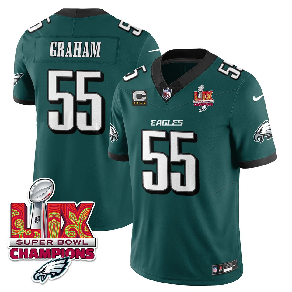 Men's #55 Brandon Graham Super Bowl LIX Champions Gold Vapor Limited Jersey
