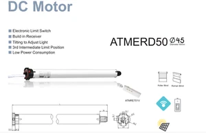 DC Roller Shade or blind motor 15Nm, 12 Rpm, remote control MOTOR AND REMOTE - Picture 1 of 4