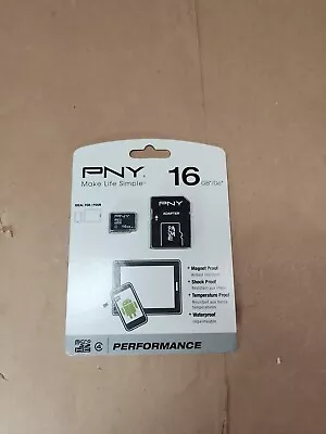 PNY 16GB MICRO SD HC PERFORMANCE CARD NEW SEALED FREE SHIPPING  - Image 1 of 4