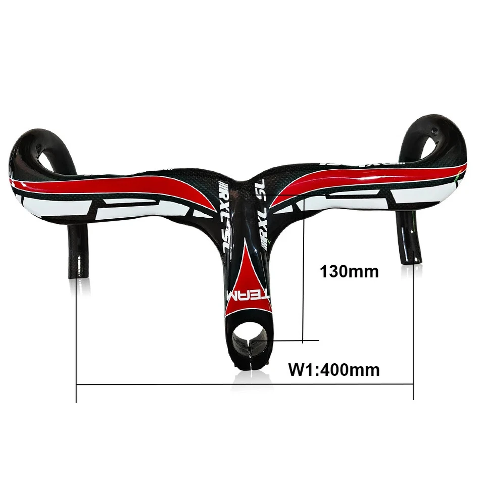 Road Bike Carbon Handlebar 400/420/440mm Integrated Cockpit Drop Bar Wtih Stem - Image 1 of 4