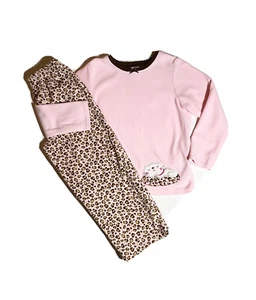 Carter’s Kids Two Piece Leopard Print Sleepwear Girls Size 5 - Picture 1 of 5