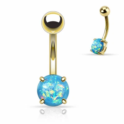 14G Solitaire gem Belly Button Navel Ring Surgical Steel Barbell Stud Piercing - Image 1 of 4