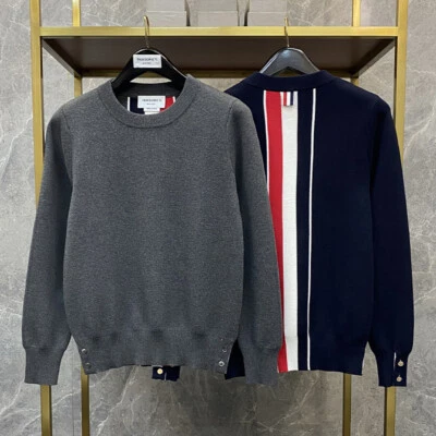 Maglione Thom Browne uomo maglia maglione girocollo a righe larghe - Immagine 1 di 4