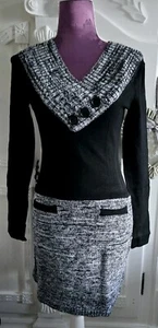 🖤Melrose 🖤supertolles Strickkleid 🖤Schwarz /grau 🖤Gr 34 (XS) 🖤wie neu - Bild 1 von 3