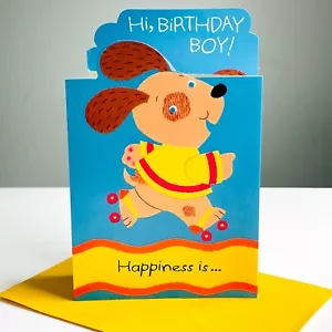 Tarjeta de cumpleaños feliz, para niño joven por American Greetings perro desplegable + sobre - Imagen 1 de 5