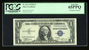 $1 1935-B Silver Vinson Gem DD Block Fr. 1611 PCGS 65 PPQ Serial D97314542D - Picture 1 of 2