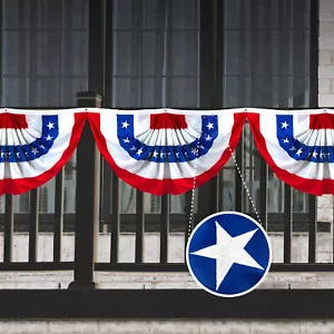 G128 – American Full Pleated Fan Flag US USA | 1.5x3 ft | Embroidered Stars - Picture 1 of 8