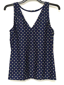 Kona Sol Women's Size M (8-10) Blue Print Built in Bra Re-Tie Knot Swim Top - Picture 1 of 7