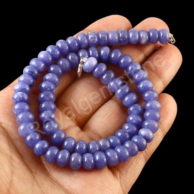 Cuentas de tanzanita de cuarzo liso con forma de rondelle de calidad AAA de 8 mm Foto 1 de 4