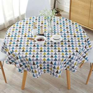 Round Cotton Blended&Linen Table Cloth For Patio Gardens Dining table UK - Picture 1 of 2