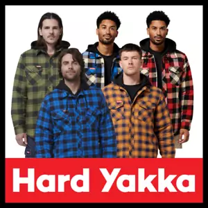 Hard Yakka Quilted Flannel Work Shacket Jacket Fleece Hood Y06690 NEW COLOURS! - Picture 1 of 32