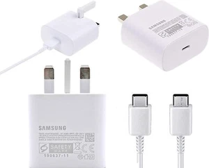 Original Samsung 25W Super Schnell Ladegerät Stecker & USB-C auf C Kabel für Galaxy S23 - Bild 1 von 3