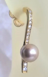 DROP ZIRCON MAJORCA/MALLORCA PEARL EARRING BROWN/CHAMPAGNE MAJORCA PEARLS GOLD F - Picture 1 of 9