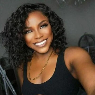 Lace Front Wig Short Deep Curly Brazilian 100% Human Hair Wig Lace Closure Wigs - Image 1 of 4