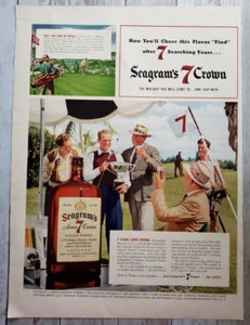 1941 Seagram's Seven 7 Crown Blended Whiskey Golf Course Trophy Print Ad - Picture 1 of 1