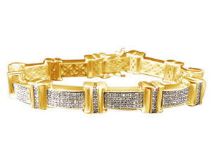 Round Cut Pave Set Genuine Diamond Bracelet In 14K Yellow Gold Plated 2.5Ct 8"