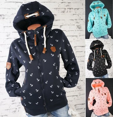 Damen Sweat Jacke Kapuze Hoodie Fleece gefüttert Übergangsjacke Anker S-7XL - Bild 1 von 4