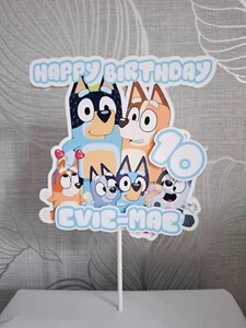 Personalised Bluey Theme Birthday Cake Topper - Picture 1 of 1