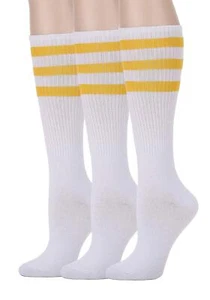 Retro Striped Knee-High Tube Socks Over-the-Calf Athletic Socks for Men Women - Picture 1 of 1