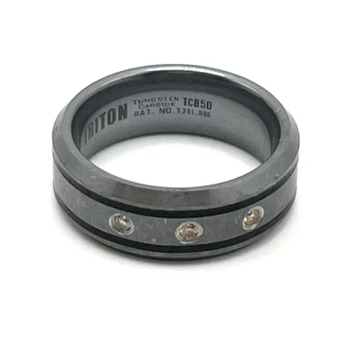 Alianza de boda Triton de carburo de tungsteno TC850 para hombre con anillo de 3 diamantes talla 9 Foto 1 de 4