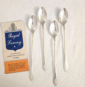 Royal Saxony Silverplate Long Iced Tea Spoons Set of 5 Aristocrat Elegant USA - Picture 1 of 4