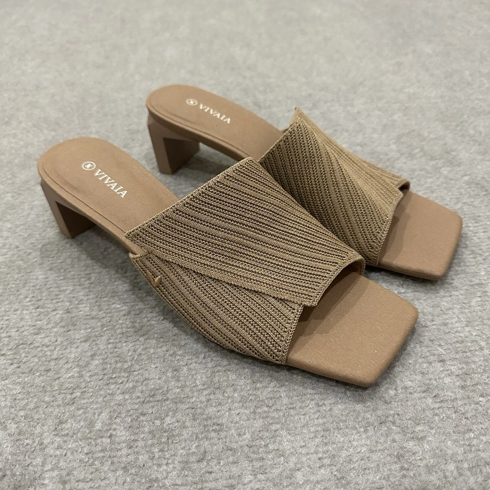 Sandalia VIVAIA Mujer Talla 40 US 9 Marrón Jade Puntera Cuadrada Tacón Bloque Foto 1 de 4