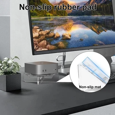 Clear Acrylic Holder for Mac Mini M4/M4Pro Enhanced Cooling & Easy Access - Image 1 of 4
