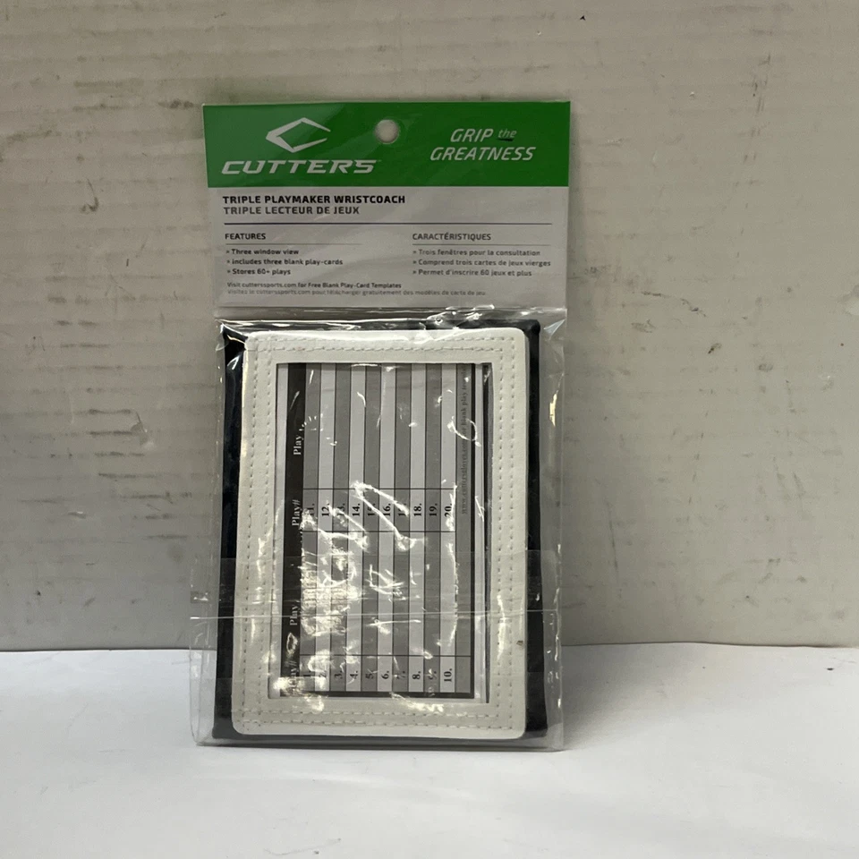 Cutters 197 Adult Triple Playmaker Football Wrist Coach Black