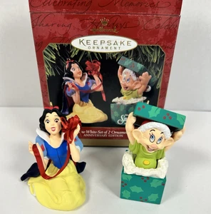 VTG Hallmark Keepsake Ornament 1997 Snow White Set Of 2 Ornaments Anniversary - Picture 1 of 3