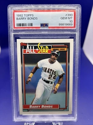 Topps #390 Barry Bonds Pirates 1992 PSA 10 Foto 1 de 4