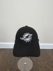 Miami Dolphins New Era 9FORTY Adjustable Hat Black White Logo NFL Cap - Picture 1 of 7