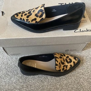 Marks & Spencer Ladies Block Heel Animal Print Leather upper Loafers Shoes UK3.5 - Picture 1 of 13