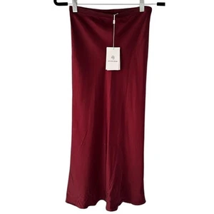 Anine Bing BNWT Bar Burgundy Midi Skirt XS Uk 6-8 RRP £270 - Picture 1 of 15