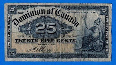 Canada 25 Cents 1900 DC-15b / P-9b " Shinplaster " Circulated Note N#35 - Image 1 of 3