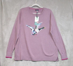 Maglione leggero Joules taglia 14 US donna rosa lavorato a maglia Miranda 'Duck' nuovo con etichette - Foto 1 di 12