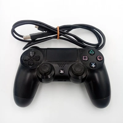OEM Sony PlayStation 4 PS4 Dualshock 4 Controller Black With Cable Untested - Image 1 of 4