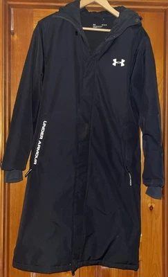 Parka larga con capucha Under Armour para mujer M negra tormenta impermeable logotipo abrigo Foto 1 de 4