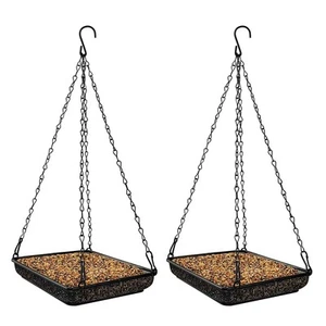 Hanging Bird Feeder Tray Metal Mesh Platform Seed Feeder with Durable Chains ... - Picture 1 of 8