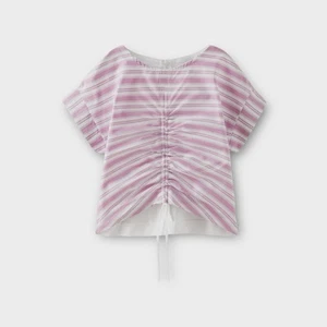 Zara Elasticized Front Mauve Stripe Top - Picture 1 of 4