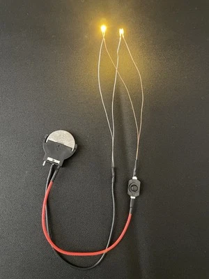 Prewired Double Micro LED Light Assembly with On/Off Switch & 3 Volt Connector