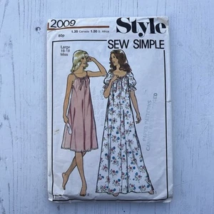 Vintage 1971 Style # 2009 Misses Womens Nightdress Sewing Pattern Size 16-18 - Picture 1 of 3