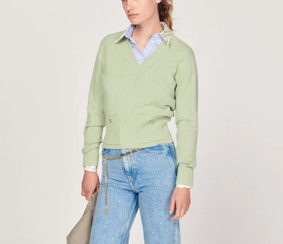 Sandro Eden Pastel Green Wool & Cashmere Jumper Size XS EU 34 UK 6 - Image 1 of 4